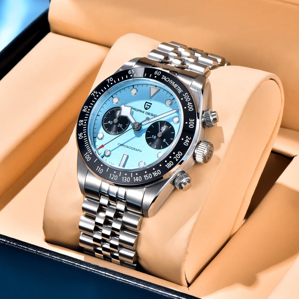 PAGANI DESIGN Panda Luxury Men’s Chronograph – Sapphire AR, Ceramic Bezel & Waterproof Elegance