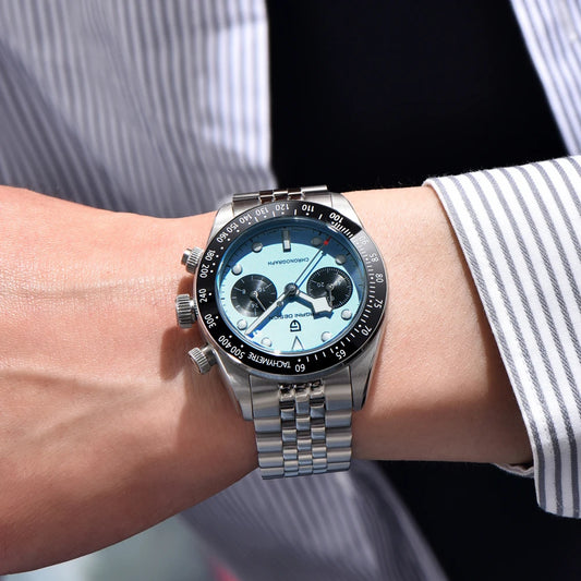 PAGANI DESIGN Panda Luxury Men’s Chronograph – Sapphire AR, Ceramic Bezel & Waterproof Elegance
