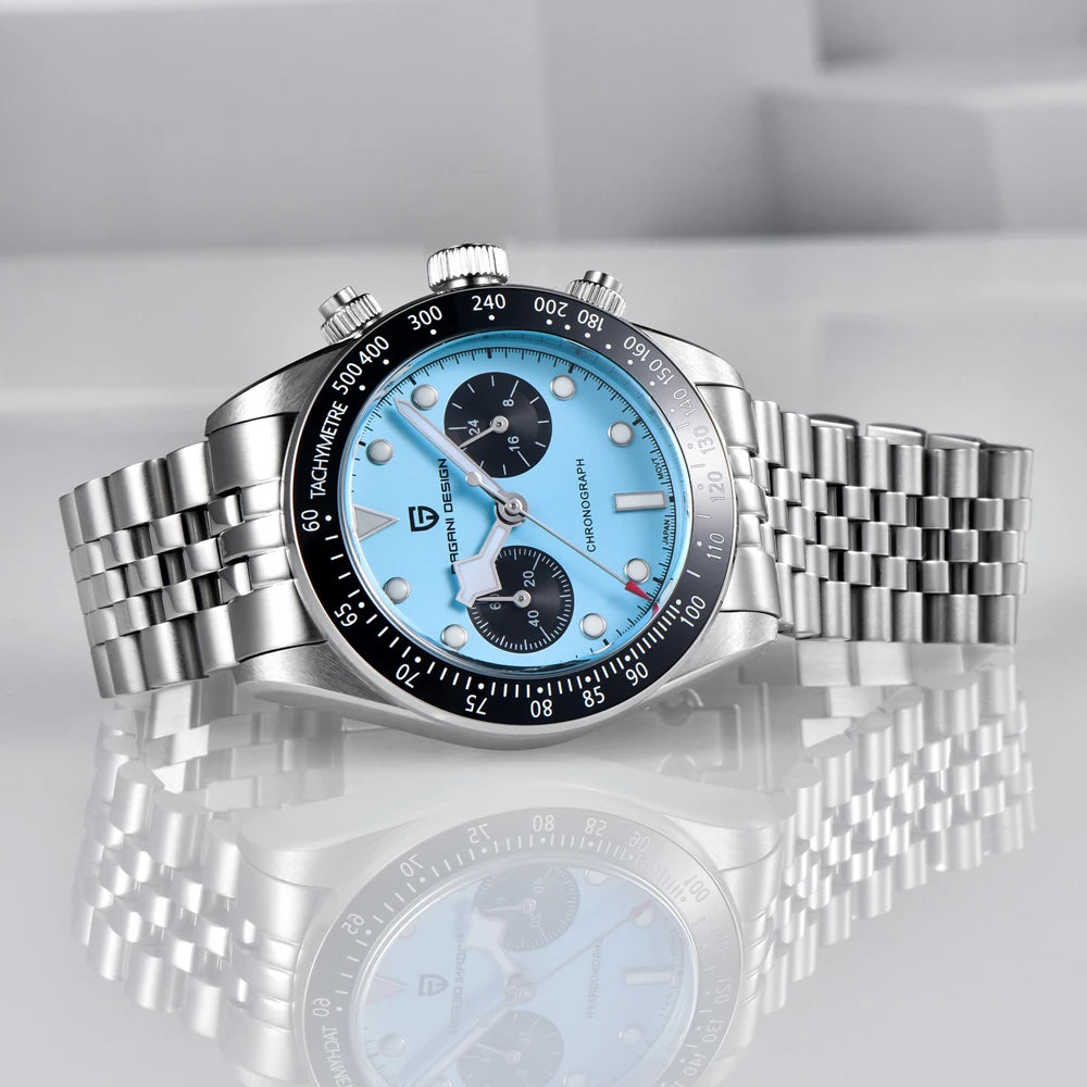 PAGANI DESIGN Panda Luxury Men’s Chronograph – Sapphire AR, Ceramic Bezel & Waterproof Elegance